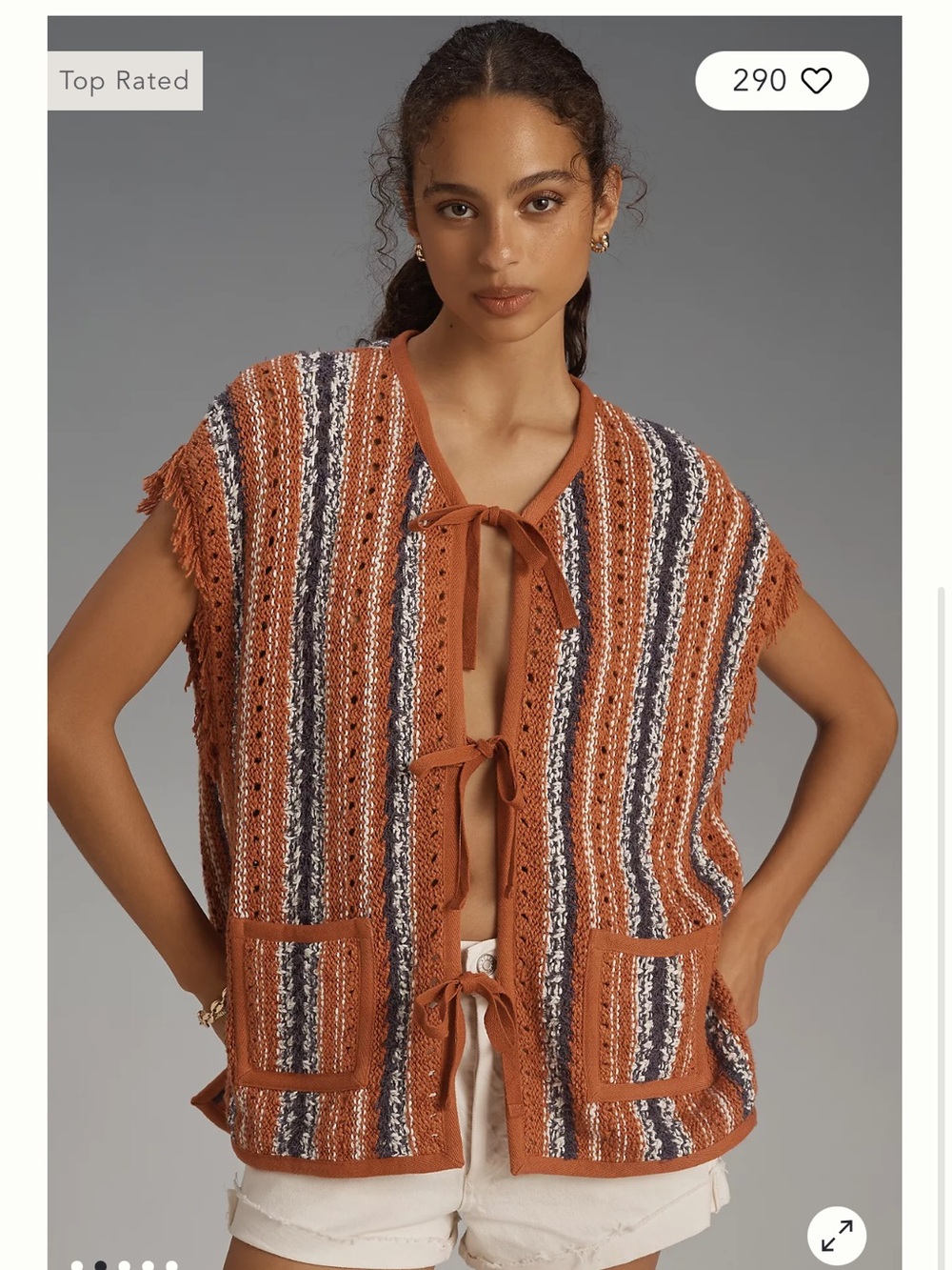 Pilcro Striped Knit Vest in Orange, White, and Blue